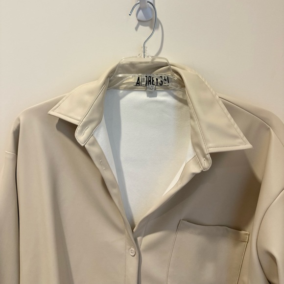 Cream Leather Jacket S/M NEW - Picture 6 of 8